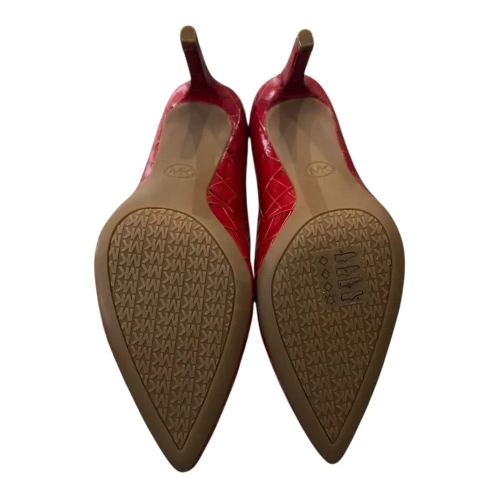 Michael Michael Kors Red Croc Embossed Leather Women's Heels 8 - Picture 6 of 6